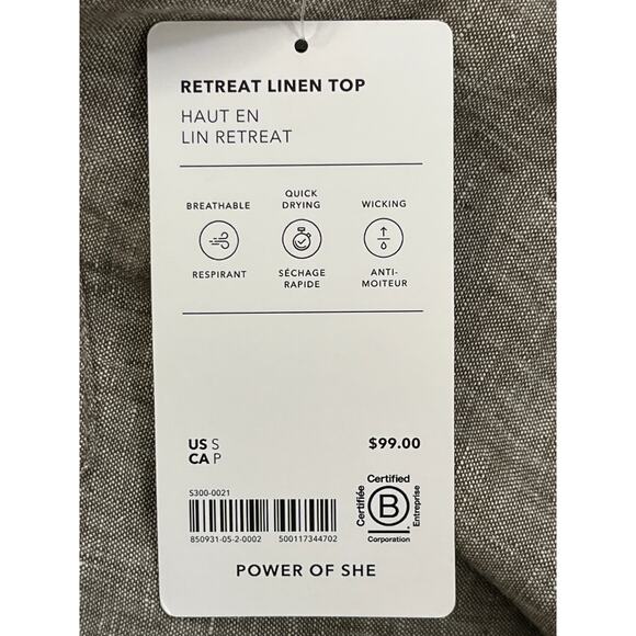 Athleta 100% Linen Button Down Shirt Taupe Gray Small NWT - Picture 7 of 9